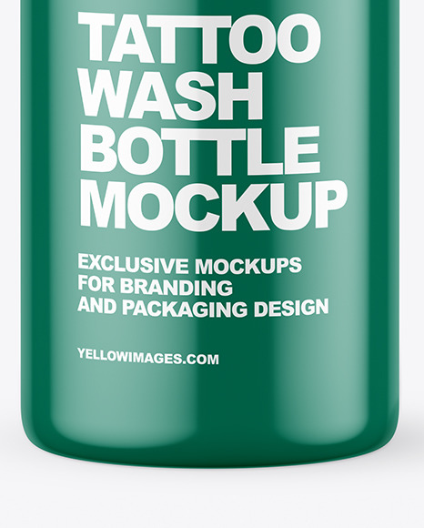 250ml Glossy Tattoo Wash Bottle Mockup In Bottle Mockups On Yellow Images Object Mockups