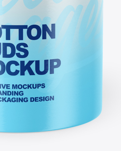 Round Box with Cotton Buds Mockup PSD #1