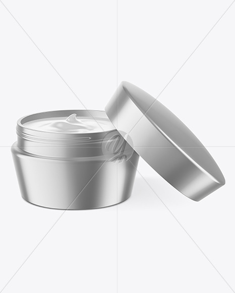 Opened Matte Metallic Cosmetic Jar Mockup Opened Matte Metallic Cosmetic Jar Mockup