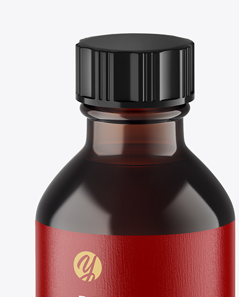 Dark Amber Glass Bottle w  Box Mockup PSD #1