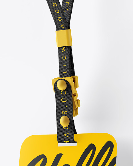 Lanyard w  Plastic ID Card Mockup   Side View PSD #1
