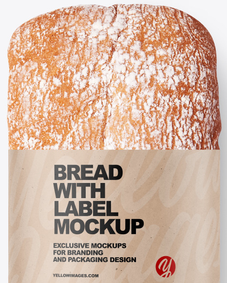 Download Ciabatta Bread With Label Mockup In Packaging Mockups On Yellow Images Object Mockups