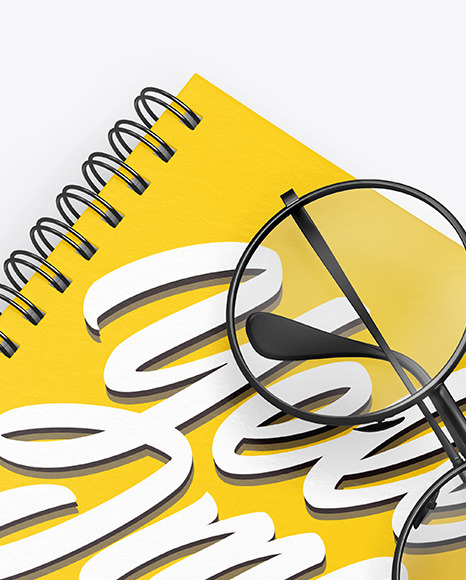 Paper Notebook with Sunglasses Mockup PSD #1