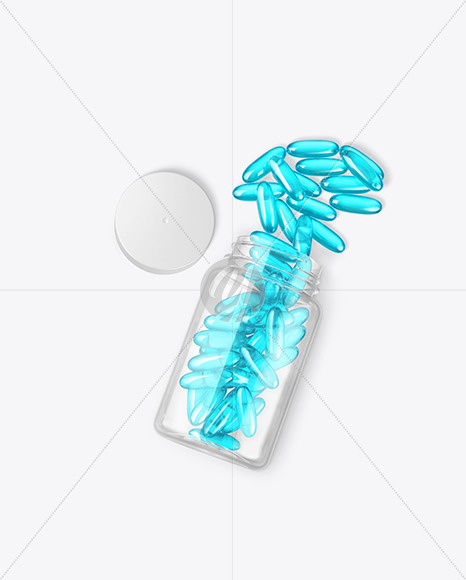 Clear Plastic Bottle w/ Soft Gel Capsules Mockup
