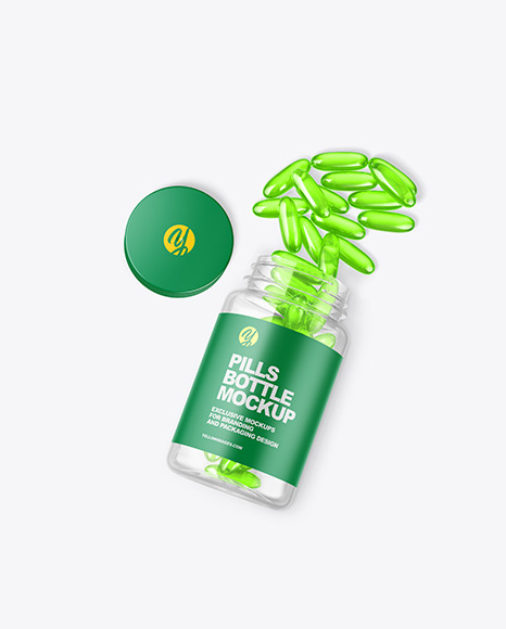 Download Clear Plastic Bottle W Soft Gel Capsules Mockup Yellow Author