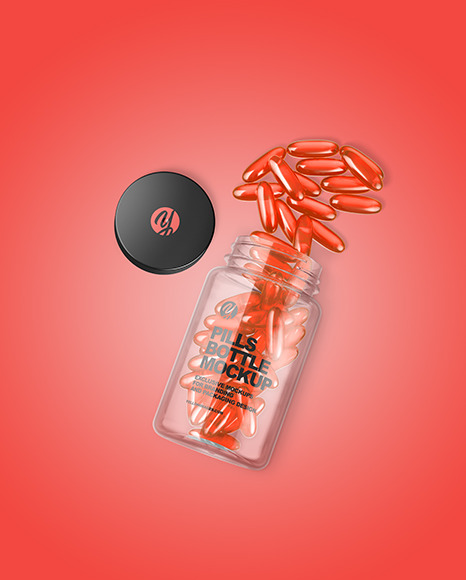Clear Plastic Bottle w  Soft Gel Capsules Mockup PSD #2