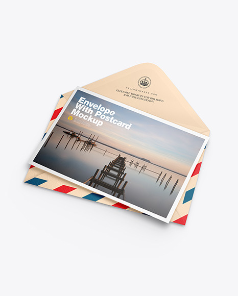 Textured Envelope w/ Postcard Mockup