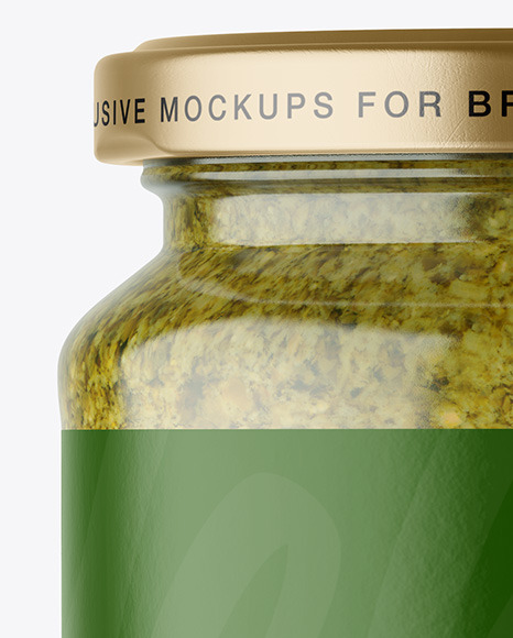 Clear Glass Jar with Pesto Sauce Mockup PSD #2