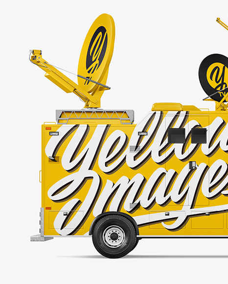 TV Truck Mockup   Side View PSD #2