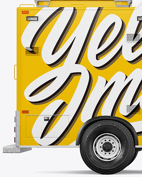 TV Truck Mockup   Side View PSD #1