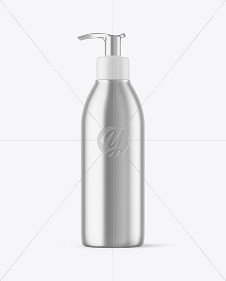 Metallic Bottle with Pump Mockup Metallic Bottle with Pump Mockup