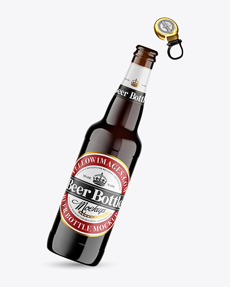 Amber Glass Dark Beer Bottle Mockup