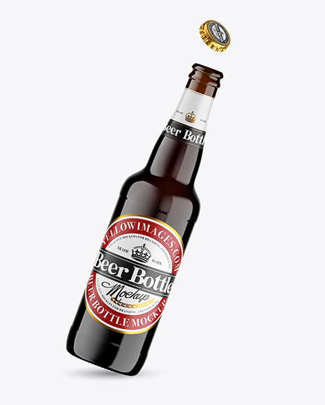 Download Amber Glass Dark Beer Bottle Mockup In Bottle Mockups On Yellow Images Object Mockups