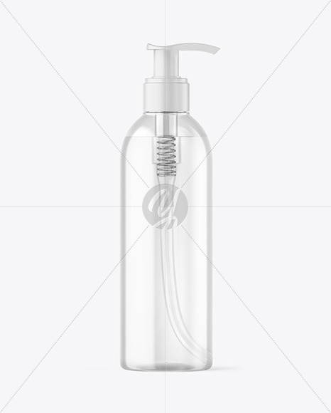 Clear Cosmetic Bottle with Pump Mockup Clear Cosmetic Bottle with Pump Mockup