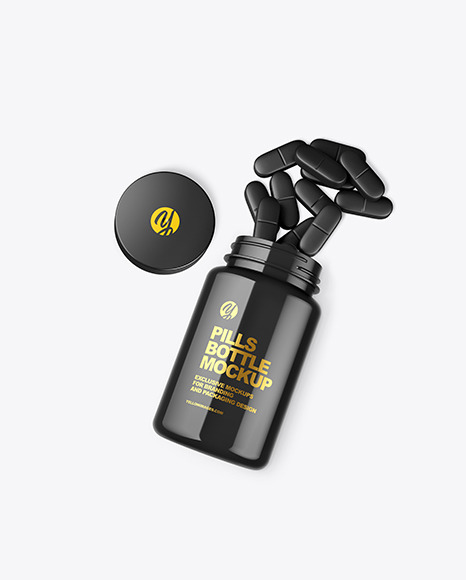 Glossy Bottle w  Pills Mockup PSD #2