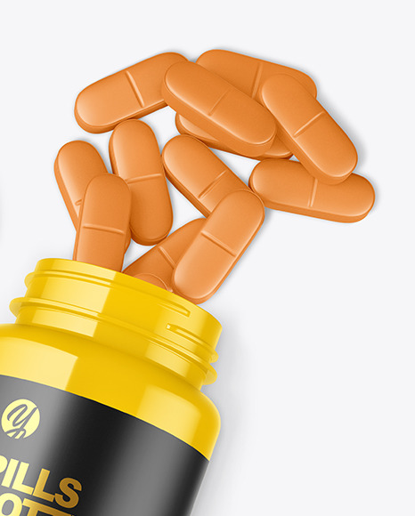 Glossy Bottle w  Pills Mockup PSD #1