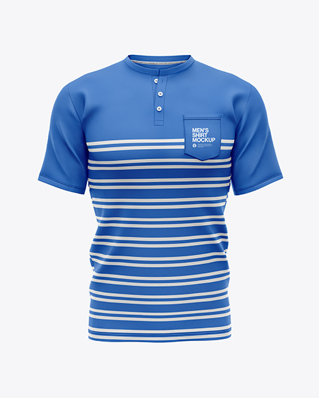 Men&#039;s Short Sleeve Henley Shirt Mockup