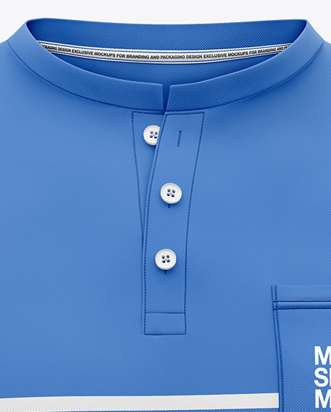 Men s Short Sleeve Henley Shirt Mockup PSD #2