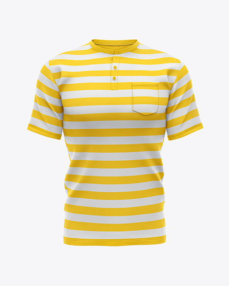 Men s Short Sleeve Henley Shirt Mockup PSD #5