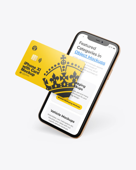 Download Apple Iphone 11 Pro W Credit Card Mockup In Device Mockups On Yellow Images Object Mockups