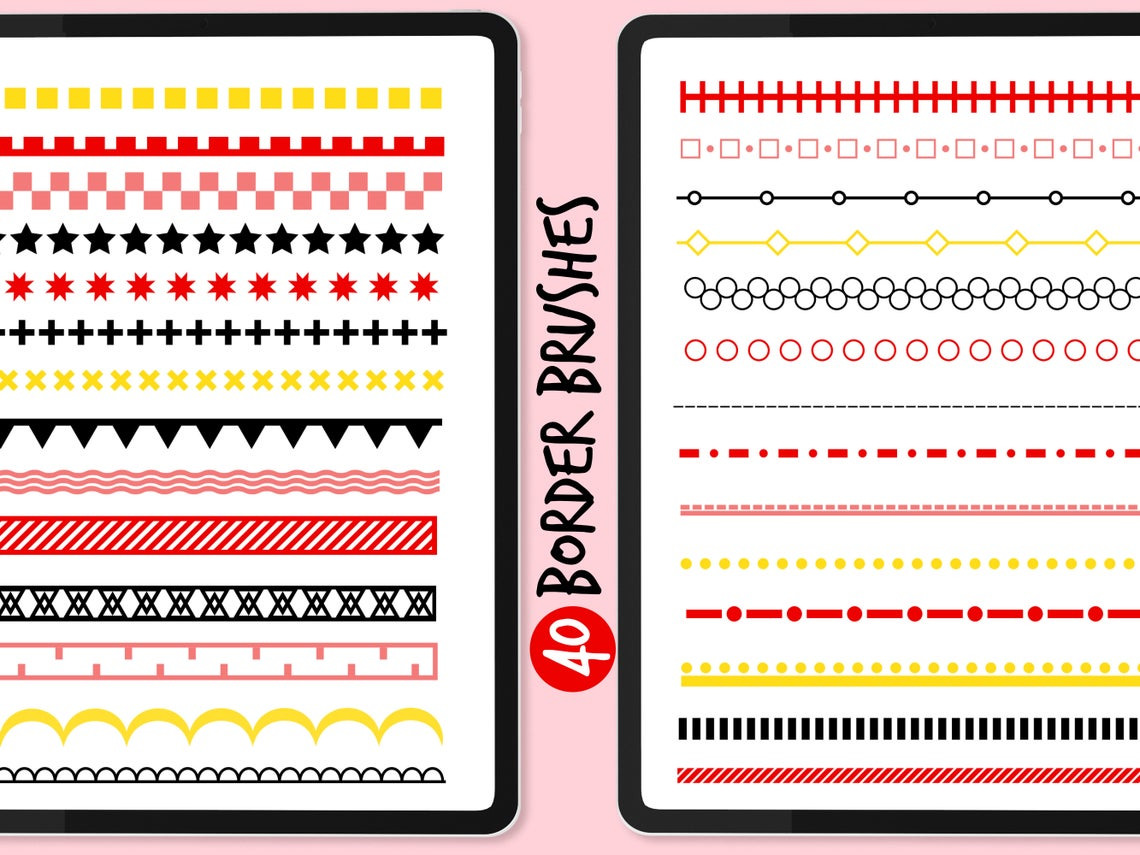 Procreate Brushes Dividers and Borders on Yellow Images Creative Store