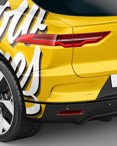 Electric Crossover SUV Mockup   Back Half Side View (High Angle Shot) PSD #1