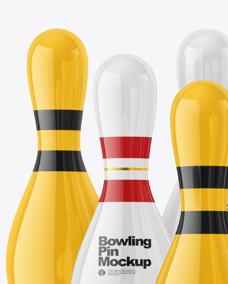 Glossy Bowling Pins w  Bowling Ball Mockup PSD #2