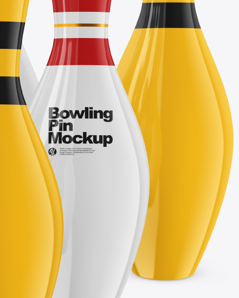 Glossy Bowling Pins w  Bowling Ball Mockup PSD #6
