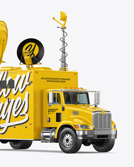 TV Truck Mockup - Half Side View