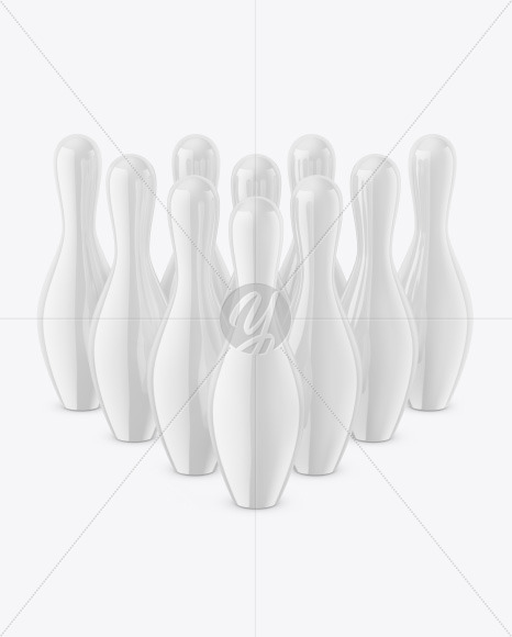 Glossy Bowling Pins Mockup Glossy Bowling Pins Mockup