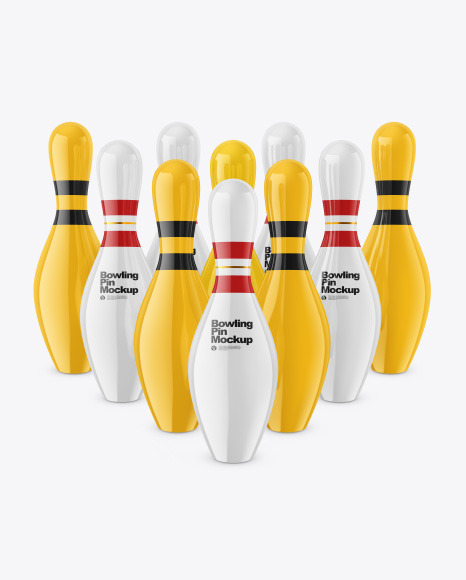 Glossy Bowling Pins Mockup