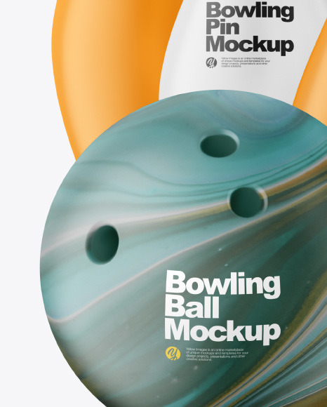 Matte Bowling Pins w  Bowling Ball Mockup PSD #1