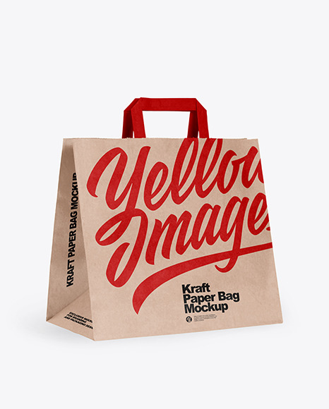 Download Kraft Paper Shopping Bag Mockup In Bag Sack Mockups On Yellow Images Object Mockups