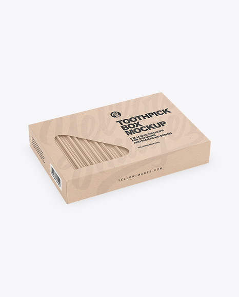 Toothpicks Kraft Paper Box Mockup PSD #2