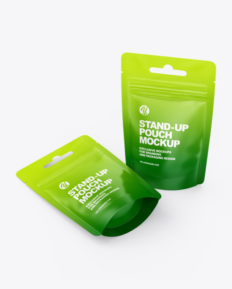 Download Two Matte Pouches Mockup In Bag Sack Mockups On Yellow Images Object Mockups