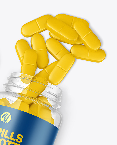 Clear Plastic Bottle w  Pills Mockup PSD #1