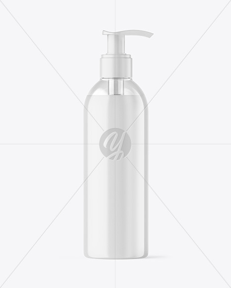 Clear Liquid Soap Bottle with Pump Mockup