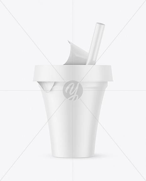 Matte Yogurt Cup w/ Straw Mockup