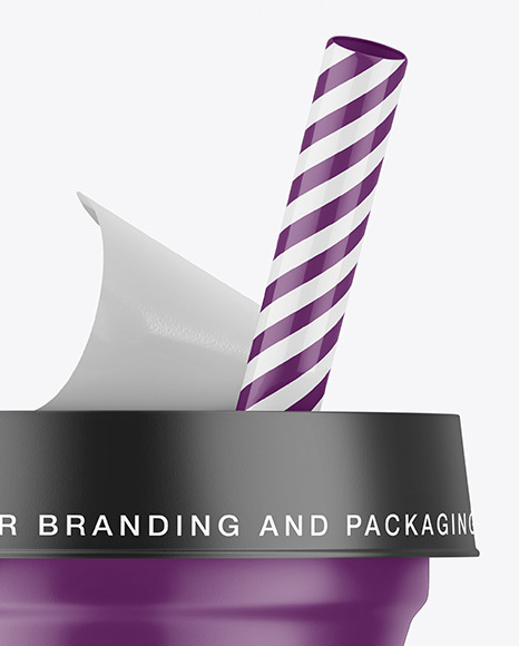 Matte Yogurt Cup w  Straw Mockup PSD #2