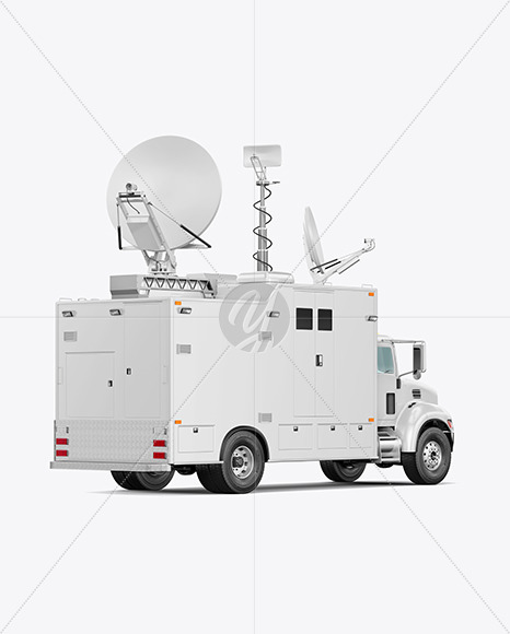 TV Truck Mockup - Back Half Side View - Yellowimages Mockups