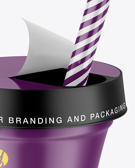 Matte Yogurt Cup w  Straw Mockup PSD #2