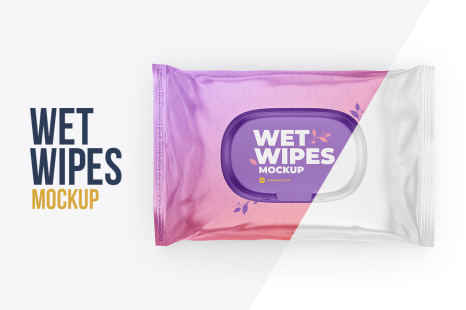 Wet Wipes with Cap Mockup - Top View
