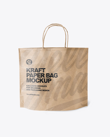 Kraft Paper Bag Mockup In Bag Sack Mockups On Yellow Images Object Mockups