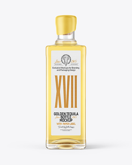 Download Square Golden Tequila Bottle Mockup In Bottle Mockups On Yellow Images Object Mockups