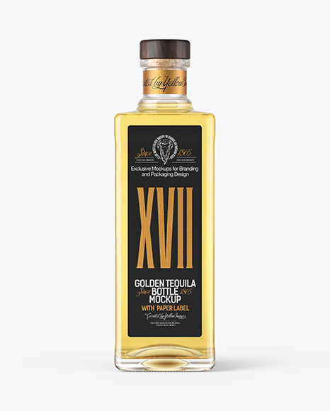 Download Square Golden Tequila Bottle Mockup In Bottle Mockups On Yellow Images Object Mockups