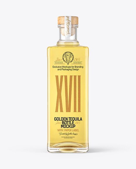 Download Square Golden Tequila Bottle Mockup In Bottle Mockups On Yellow Images Object Mockups