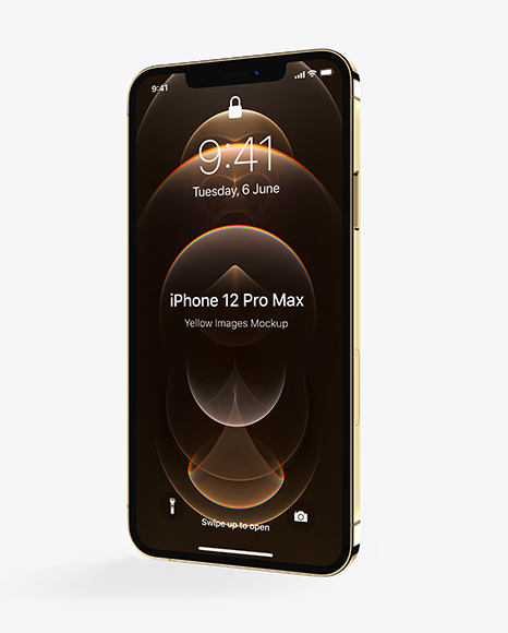 Apple iPhone 12 Pro Max Gold Mockup PSD #2