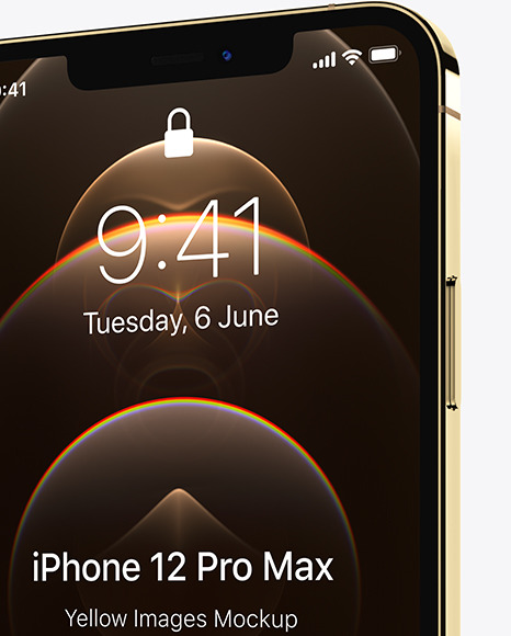 Apple iPhone 12 Pro Max Gold Mockup PSD #3