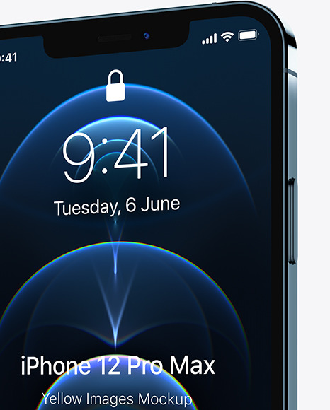 Apple iPhone 12 Pro Max Pacific Blue Mockup PSD #2