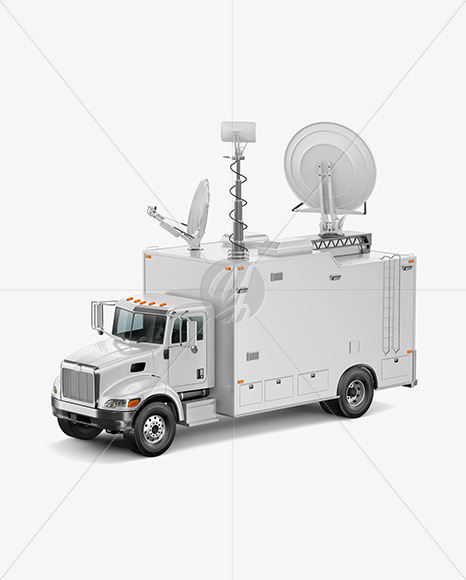 Free TV Truck Mockup - Half Side View (High-Angle Shot)